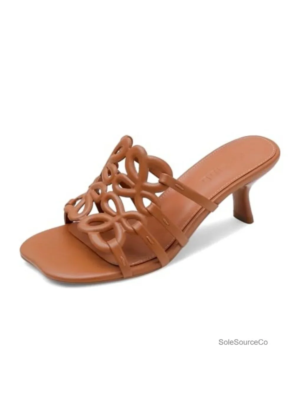 Luxury Open Toe Slip On Sandals Kitten Heel Square Toe Slides